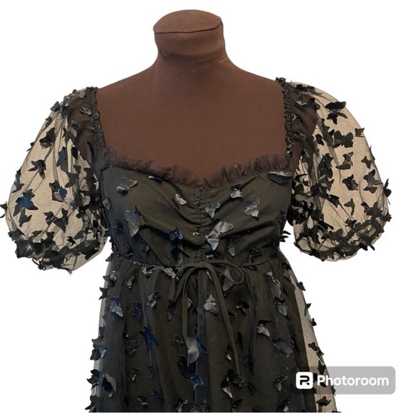 Butterfly Thirty Thirty LA Black Babydoll Sheer Mini Dress Womens size Medium - Picture 5 of 16